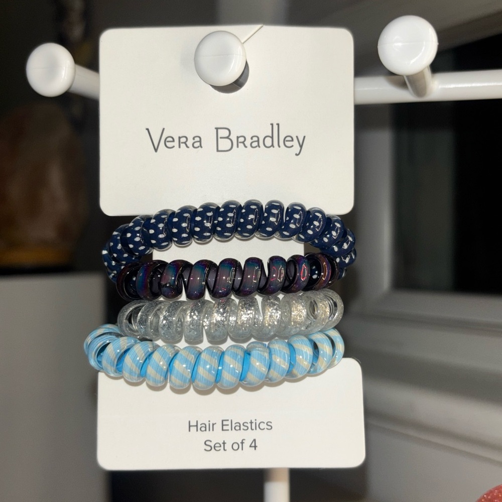 Vera Bradley Spiral Hair Elastics in Blue and Black